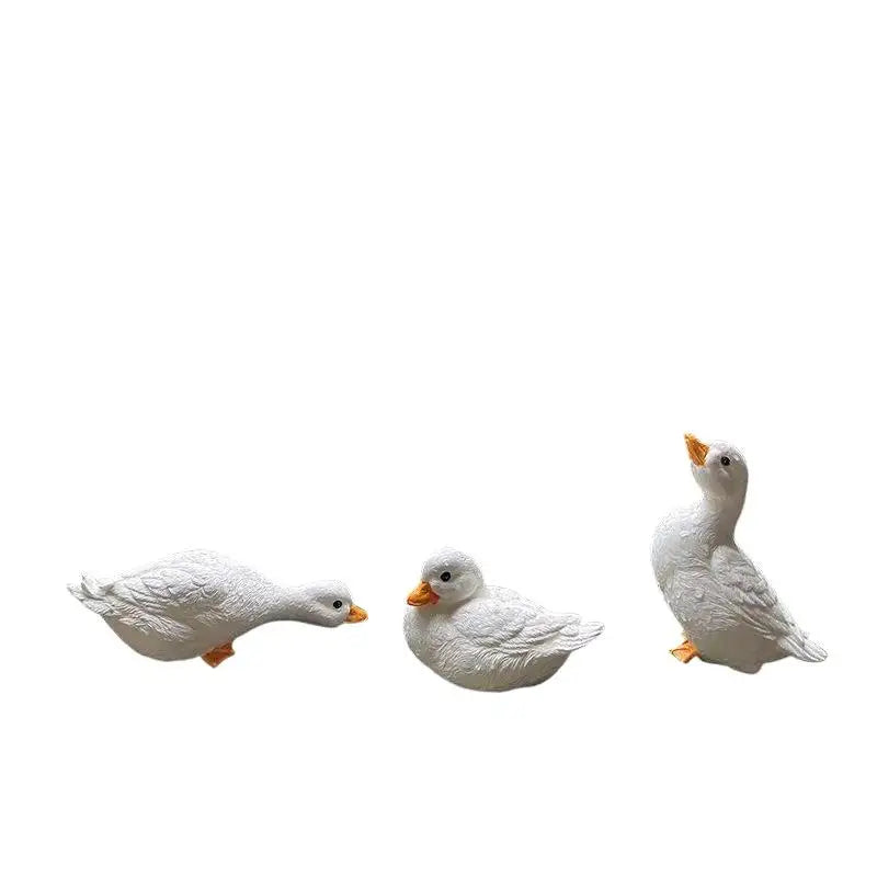 3Pcs White Duck Resin Statue Hydroponic Flower Pot Ornament Resin Decor Statue Nixie