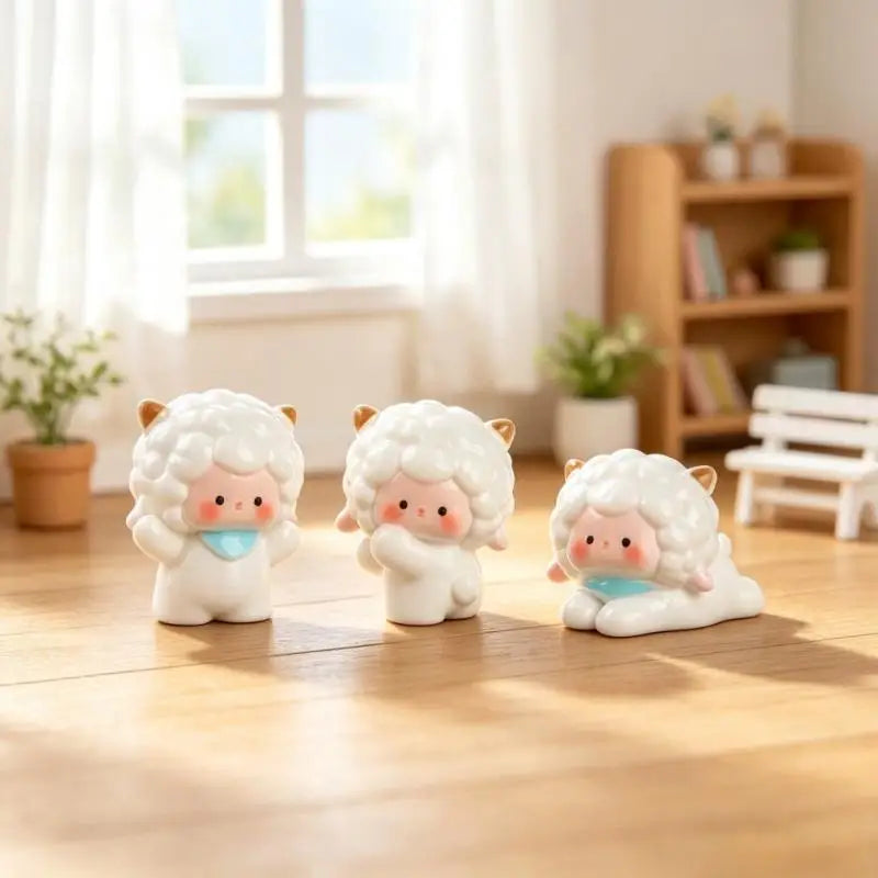 Miniature Sheep Lamb Resin Figurines Fairy Garden Ornaments 5/6Pcs Resin Figurine Set Nixie