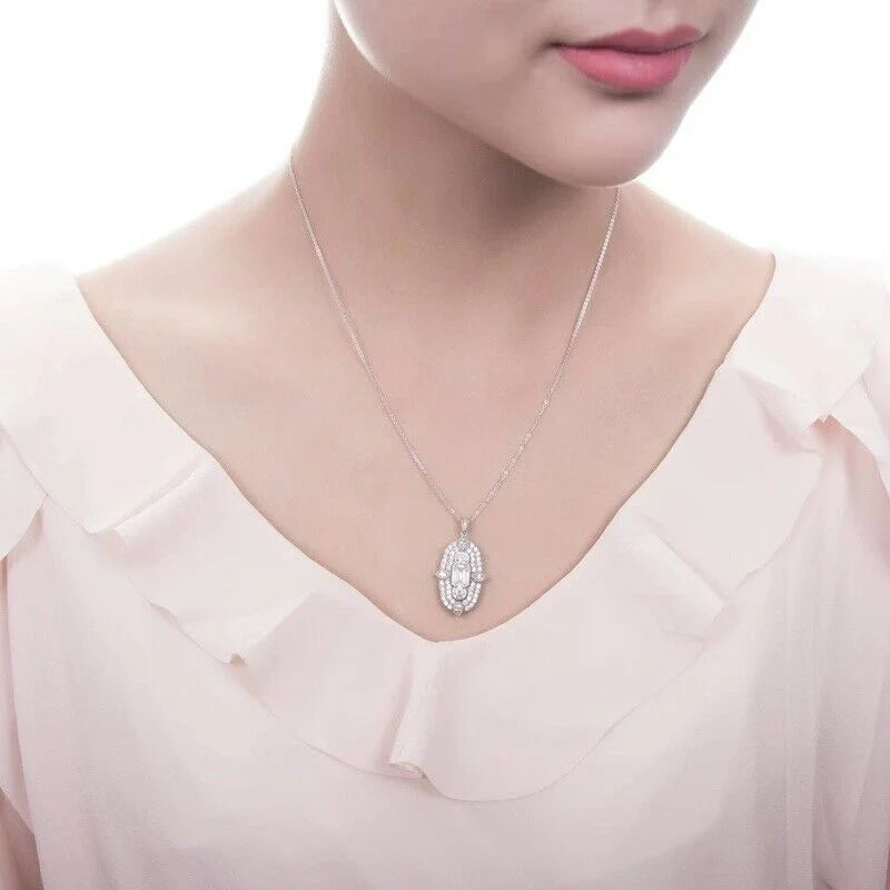 Silver CZ Art Deco Necklace & Earrings Set | Nixie