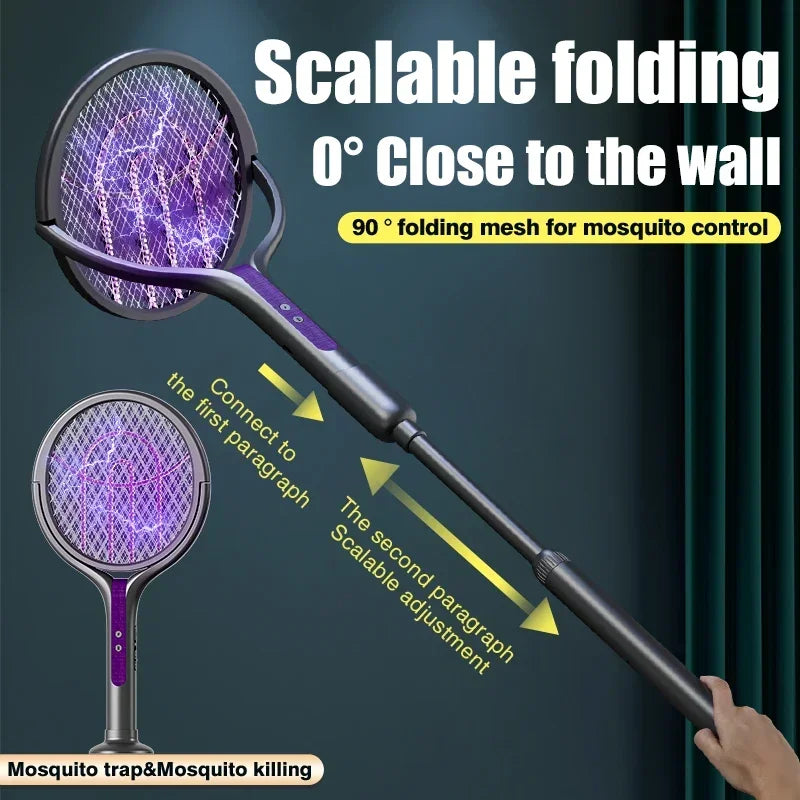 2-in-1 Mosquito Killer Lamp & Electric Swatter USB Rechargeable Electric Mosquito Swatter Nixie