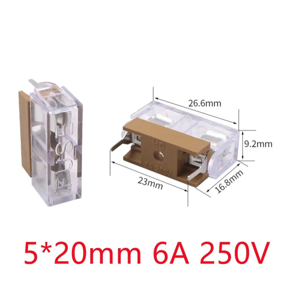 10Pcs Glass Tube Fuse Holder 5x20mm 6x30mm AC250V Panel Mount Fuse Holder Block Nixie