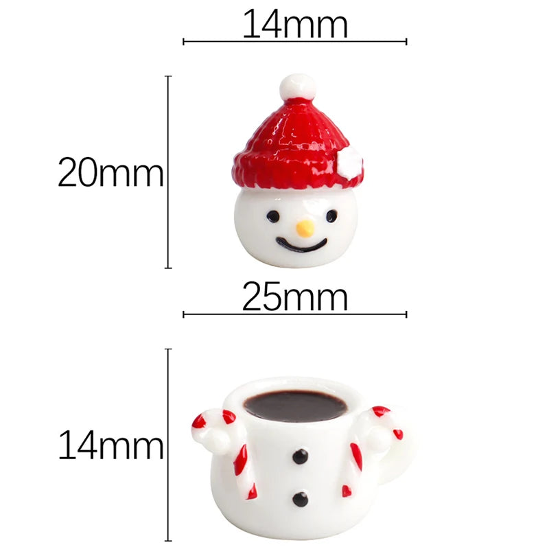 Mini Snowman Teacup Decoration – Miniature Christmas Resin Scene Set