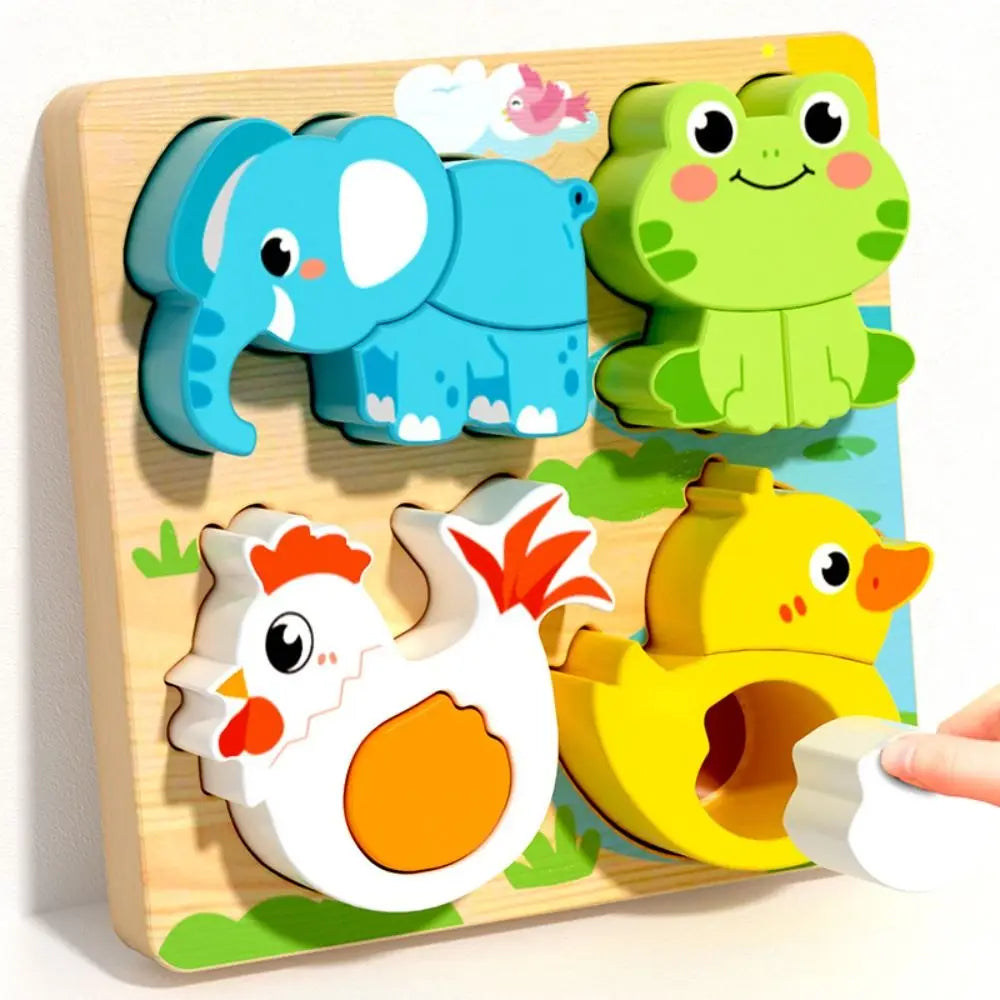 4-in-1 Wooden Animal Jigsaw Puzzle Set – Toddler Learning Toy Wooden Kids Puzzle Nixie