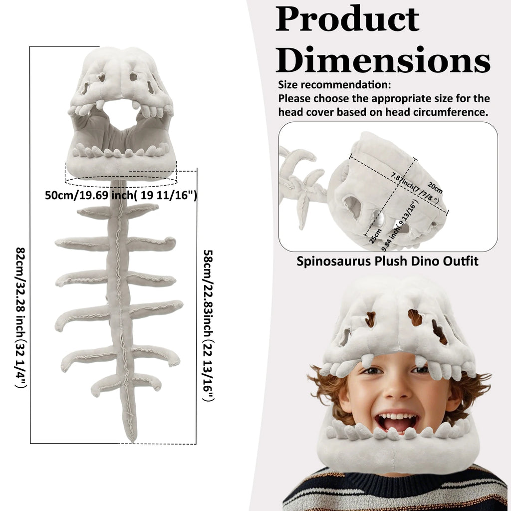 Dinosaur Skeleton Costume Set – Spinosaurus Skull & Spine Outfit Halloween Costume Set Nixie 1PC Children model