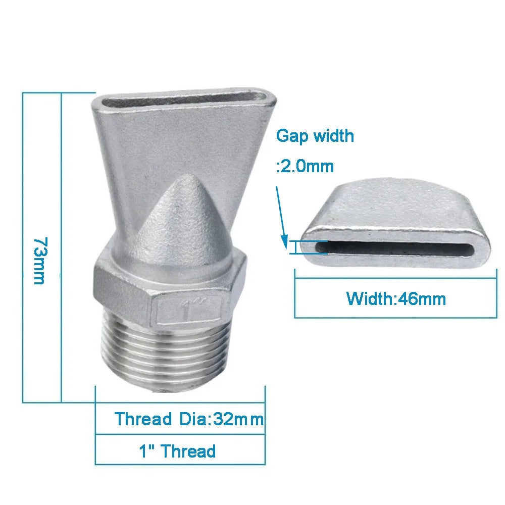 304 Stainless Steel Duckbill Air Knife Nozzle | BSPT Jet Industrial Air Nozzle Nixie Gap 2.0mm-1 inch