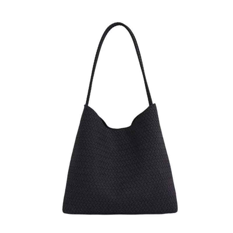 Nixie Retro Woven Tote Bag – Large Capacity Women's Handbag Woven Tote Bag Nixie Black matte