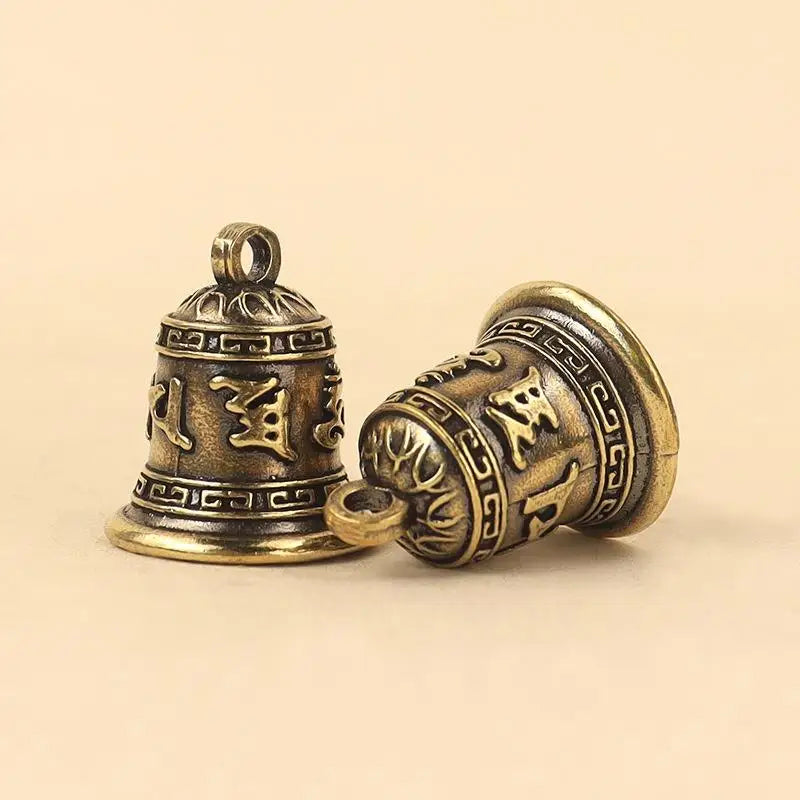 Retro Copper Mantra Bell Antique Engraved Pendant Charm