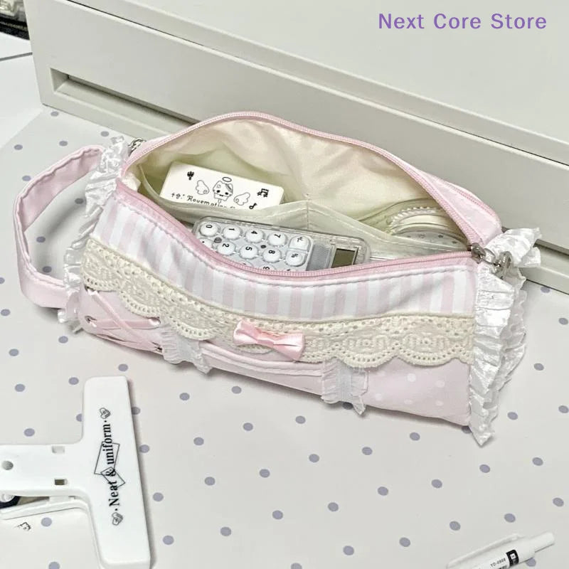 Cute Lace Pencil Case Large Capacity Stationery Pen Bag Pencil Case Nixie