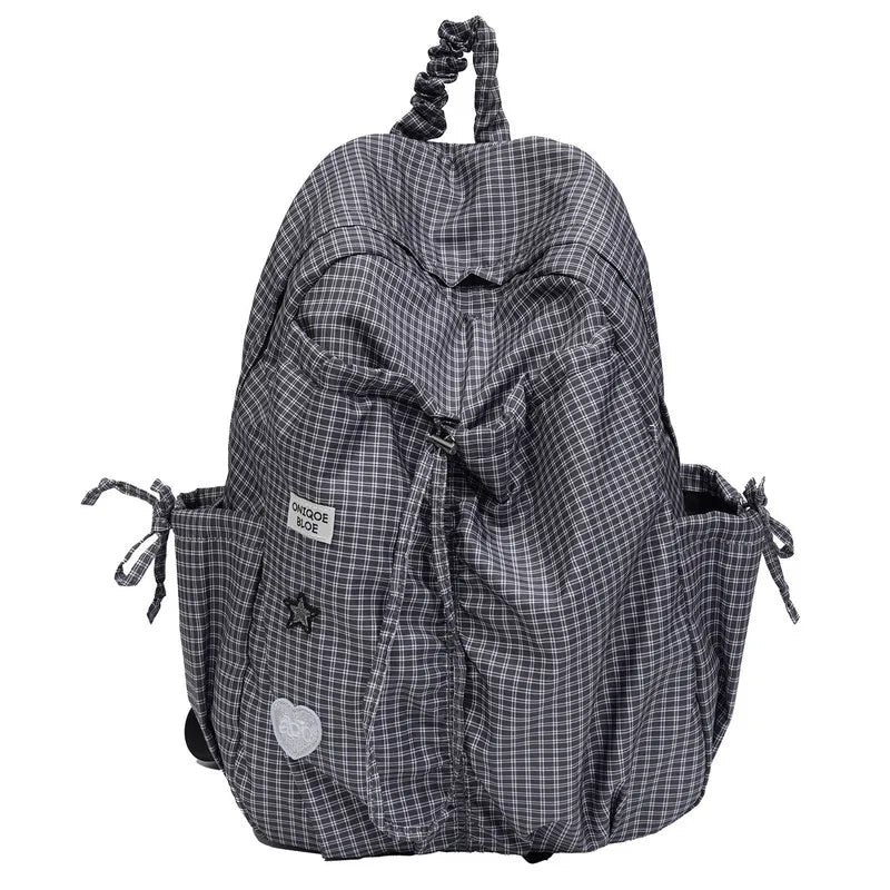Nixie Korean Plaid Backpack – Large Capacity Lightweight Bag Plaid Backpack Nixie