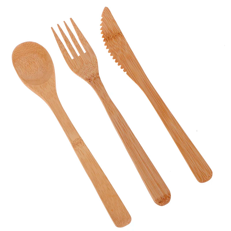 Bamboo Travel Cutlery Set – Eco-Friendly Fork Knife Spoon Bamboo Cutlery Set Nixie