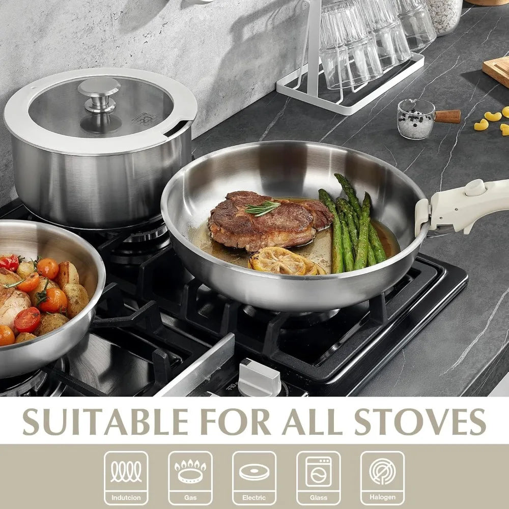 KOCH SYSTEME CS 7-Piece SS Cookware Set – Detachable Handle Cookware Set Nixie