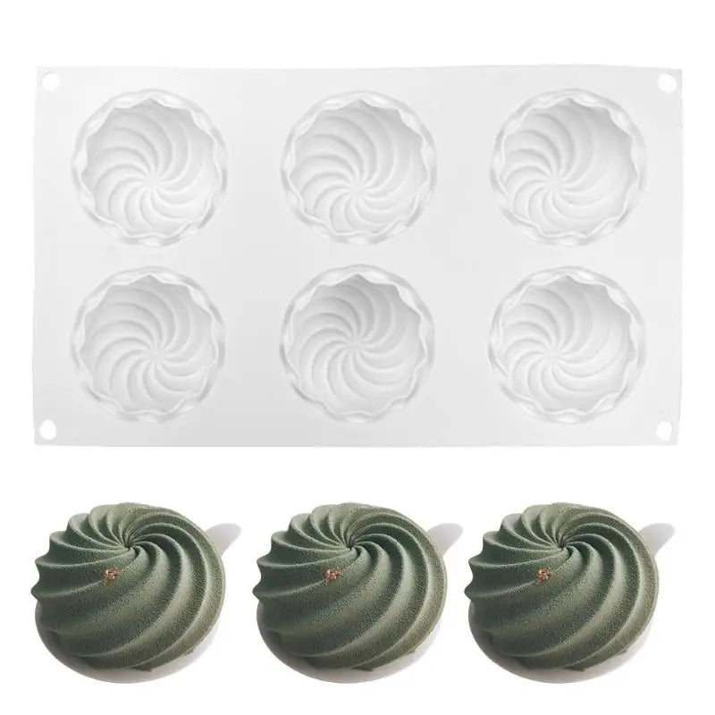 6-Cavity Spiral Silicone Mold for Cake, Mousse & Soap Silicone Baking Mold Nixie
