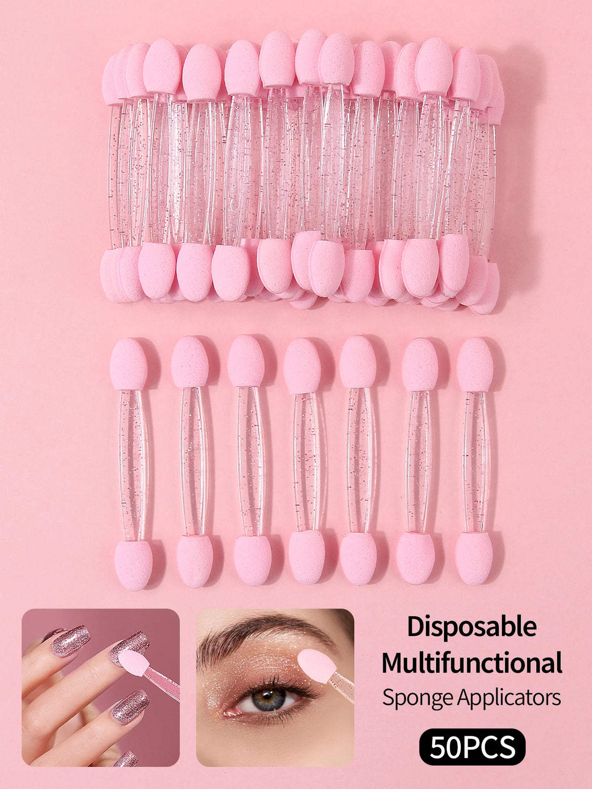 50Pcs Dual-End Sponge Applicators – Eyeshadow & Nail Art Sponge Applicators Nixie