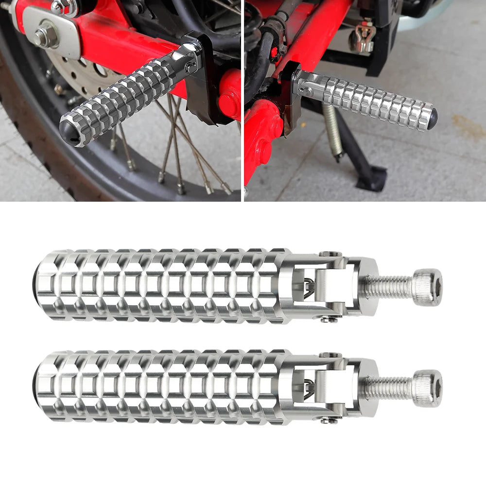 KEMITOUR 8MM Universal Aluminium Motorcycle Foot Pegs Auto Rebound Motorcycle Foot Pegs Nixie