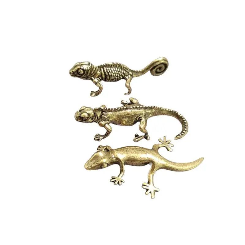 Vintage Alloy Gecko Statue – Handcrafted Metal Animal Ornament Metal Animal Statue Nixie