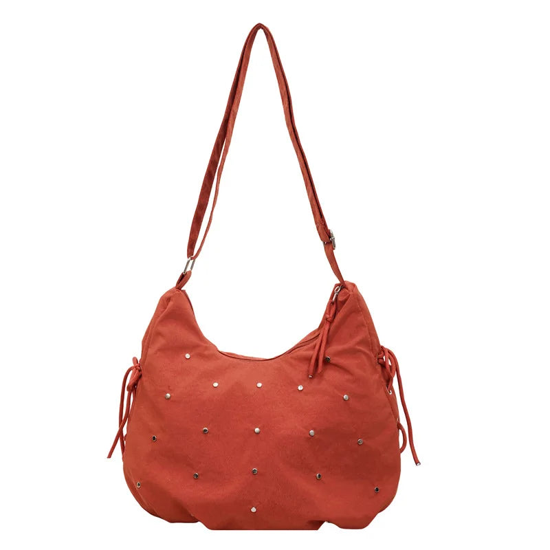 Women's Rivet Dumpling Crossbody Bag – Large Capacity Shoulder Bag Crossbody Shoulder Bag Nixie orange