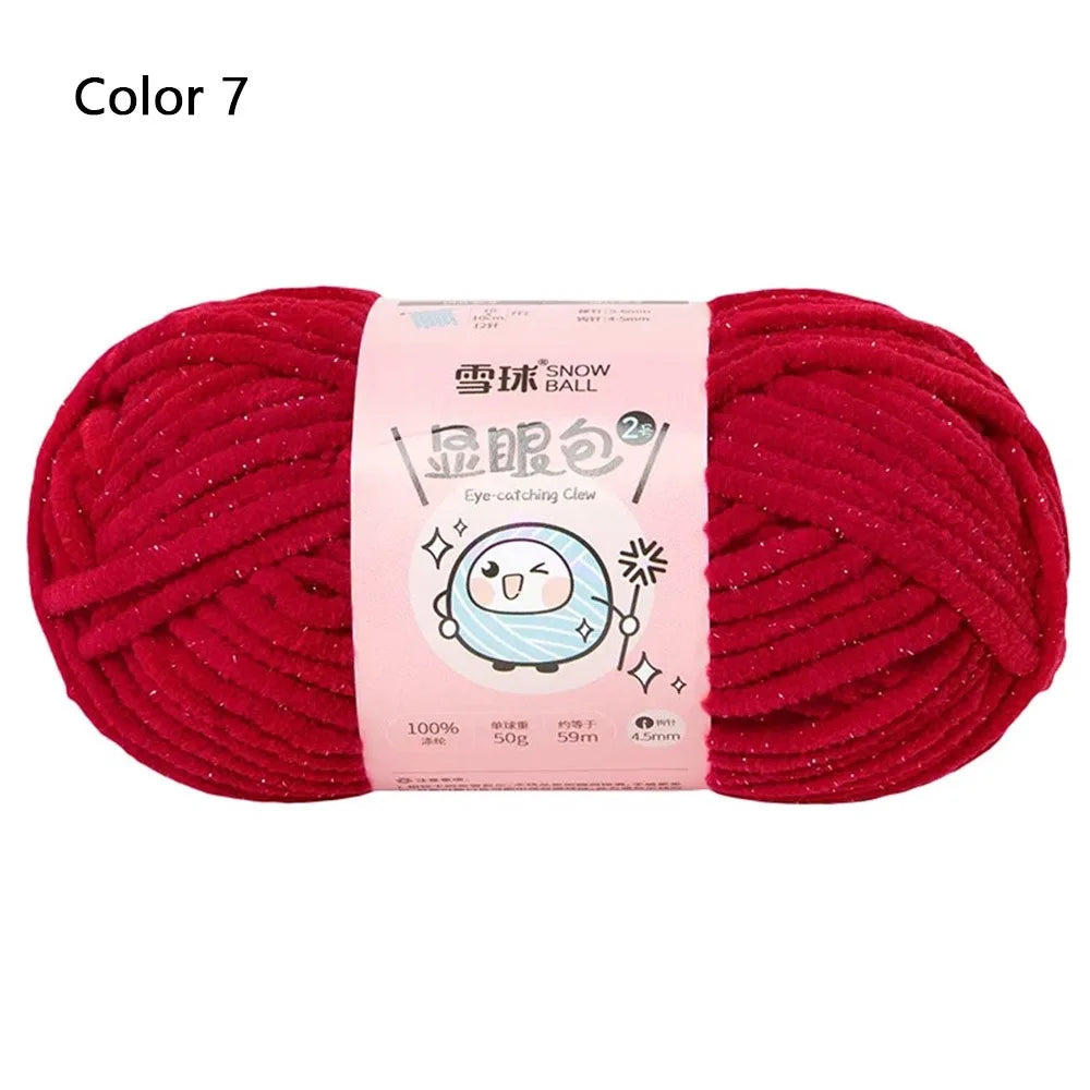 Soft Chenille Yarn 50g 59M 4.5mm – Shiny Chunky Knitting Yarn