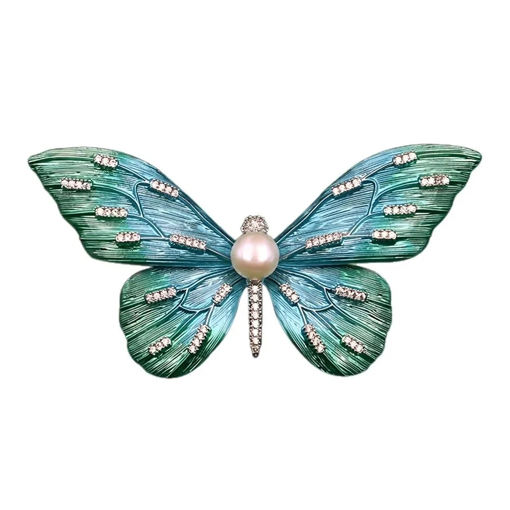 Elegant Butterfly Brooch – Enamel Pearl Rhinestone Alloy Pin Brooch Pin Nixie
