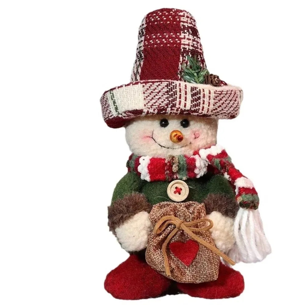Plaid Snowman Christmas Figurine – 21cm Standing Holiday Decor