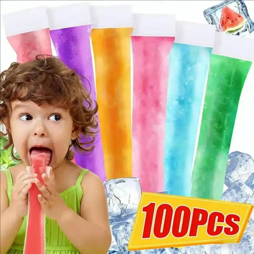 50/100Pcs Disposable Popsicle Bags Food Grade PE Ice Pop Mold Ice Pop Mold Bags Nixie