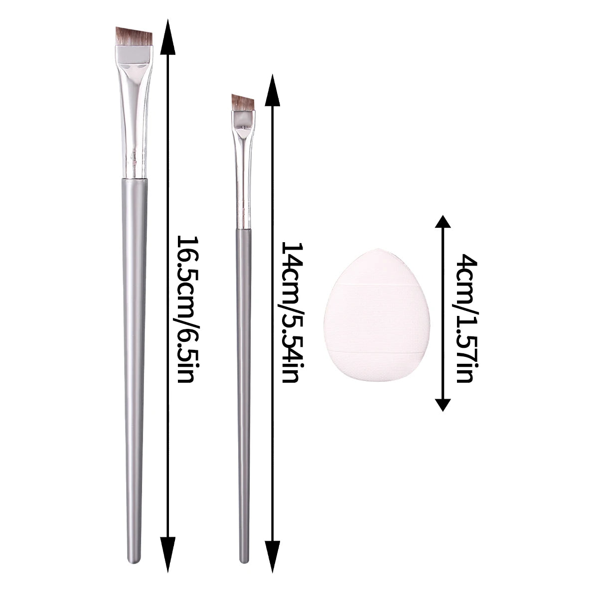 4-Piece Ultra-Fine Eyeliner & Eyebrow Brush Set + Powder Puff Makeup Brush Set Nixie