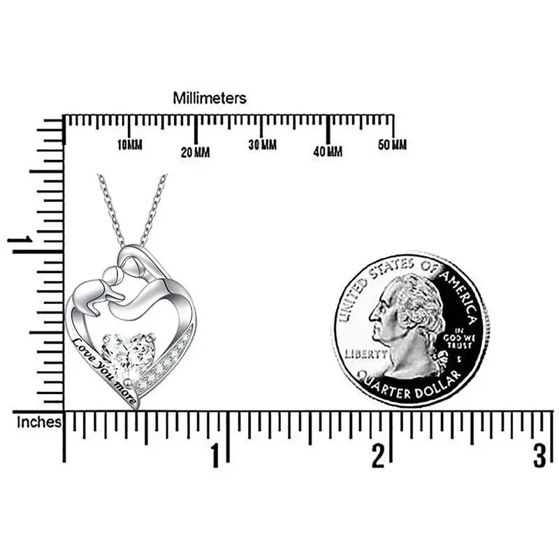 Mother Child Heart Necklace – Rhinestone Mood Tracker Charm