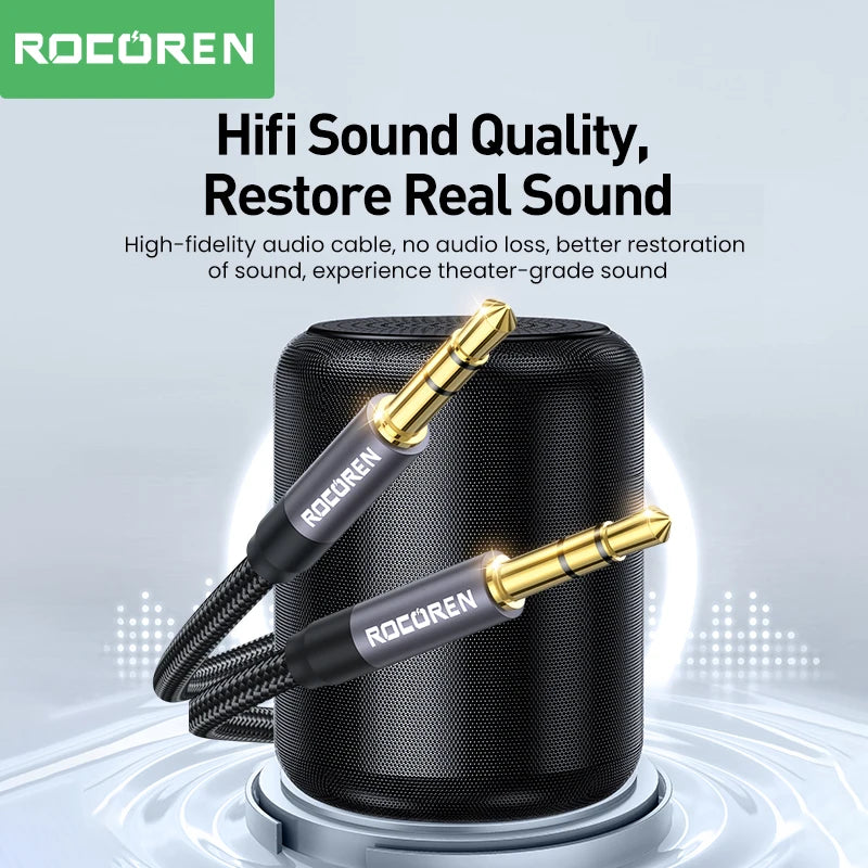 Rocoren 3.5mm Male to Male AUX Audio Cable 5M | Silver Black AUX Audio Cable Nixie