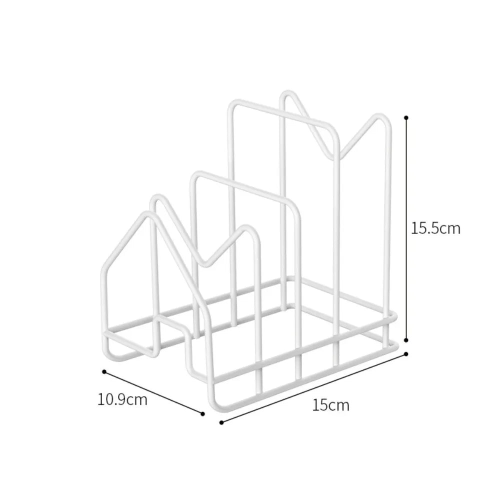 Multi-Layer Pan Lid & Cutting Board Organizer Rack Kitchen Storage Rack Nixie White-Drain Tray