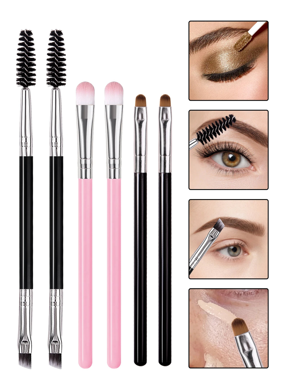 6-Piece Dual-Ended Eye Makeup Brush Set – Eyeshadow & Spoolie Eye Makeup Brushes Nixie