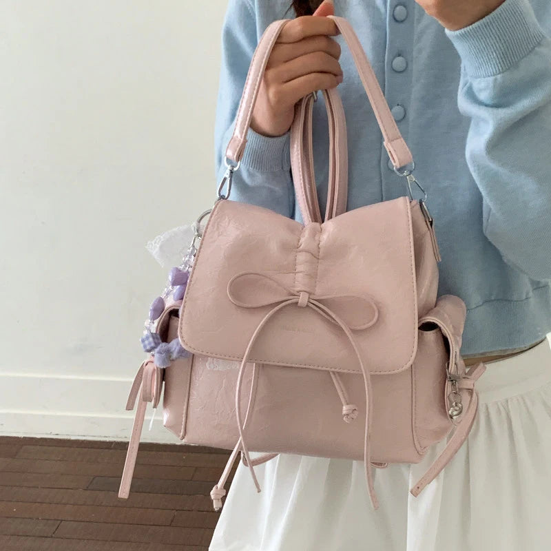 Women's Bow-Tie PU Crossbody Backpack | Multi-Wear Korean Style Crossbody Backpack Nixie