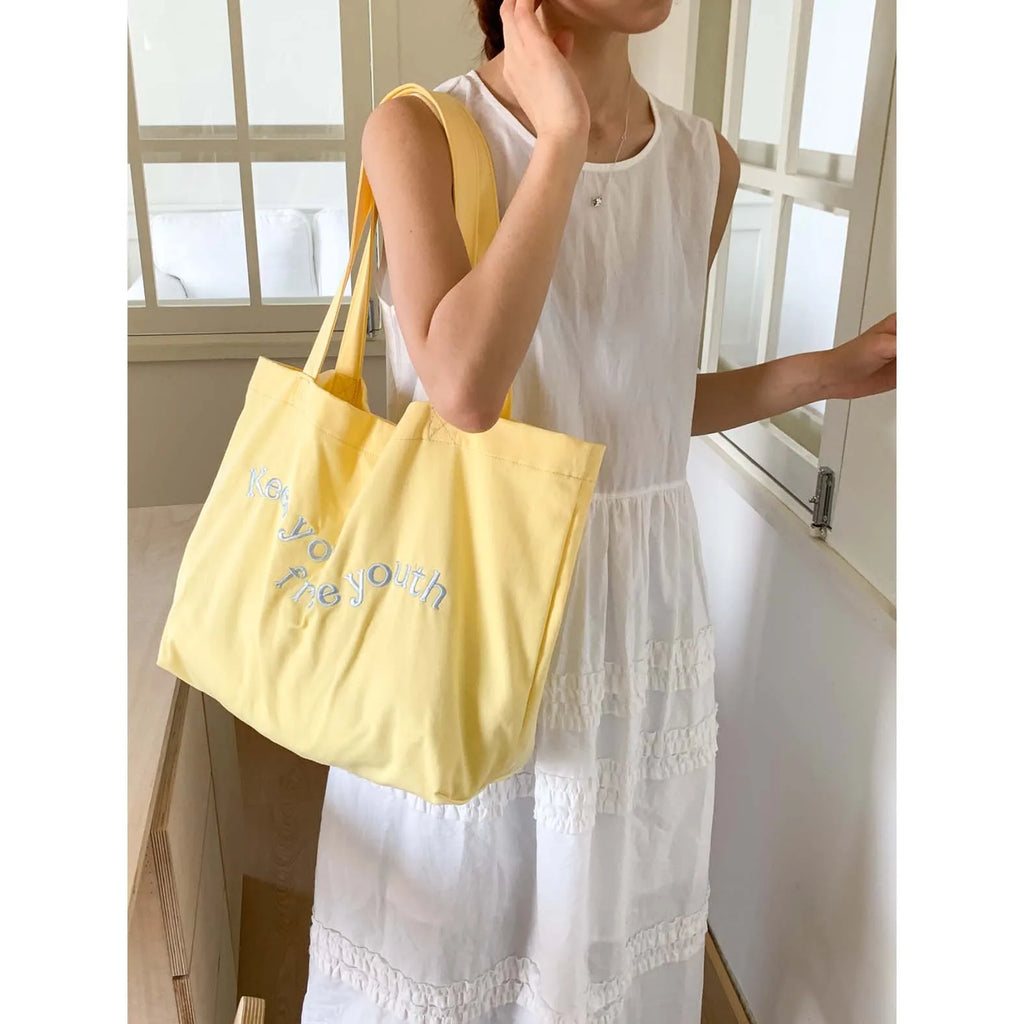 Large Canvas Tote Bag – Korean Style Women's Casual Shoulder Bag Canvas Tote Bag Nixie