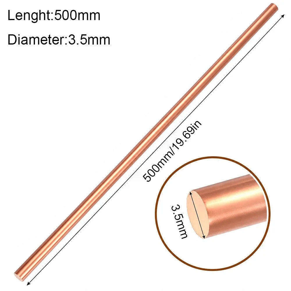 T2 Copper Round Bar Rod 2–10mm Diameter 500mm | DIY Metal Copper Metal Rod Nixie 3.5mm