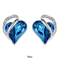 Blue Crystal Heart Stud Earrings | Women's Fashion Jewelry Fashion Stud Earrings Nixie EH-280-6