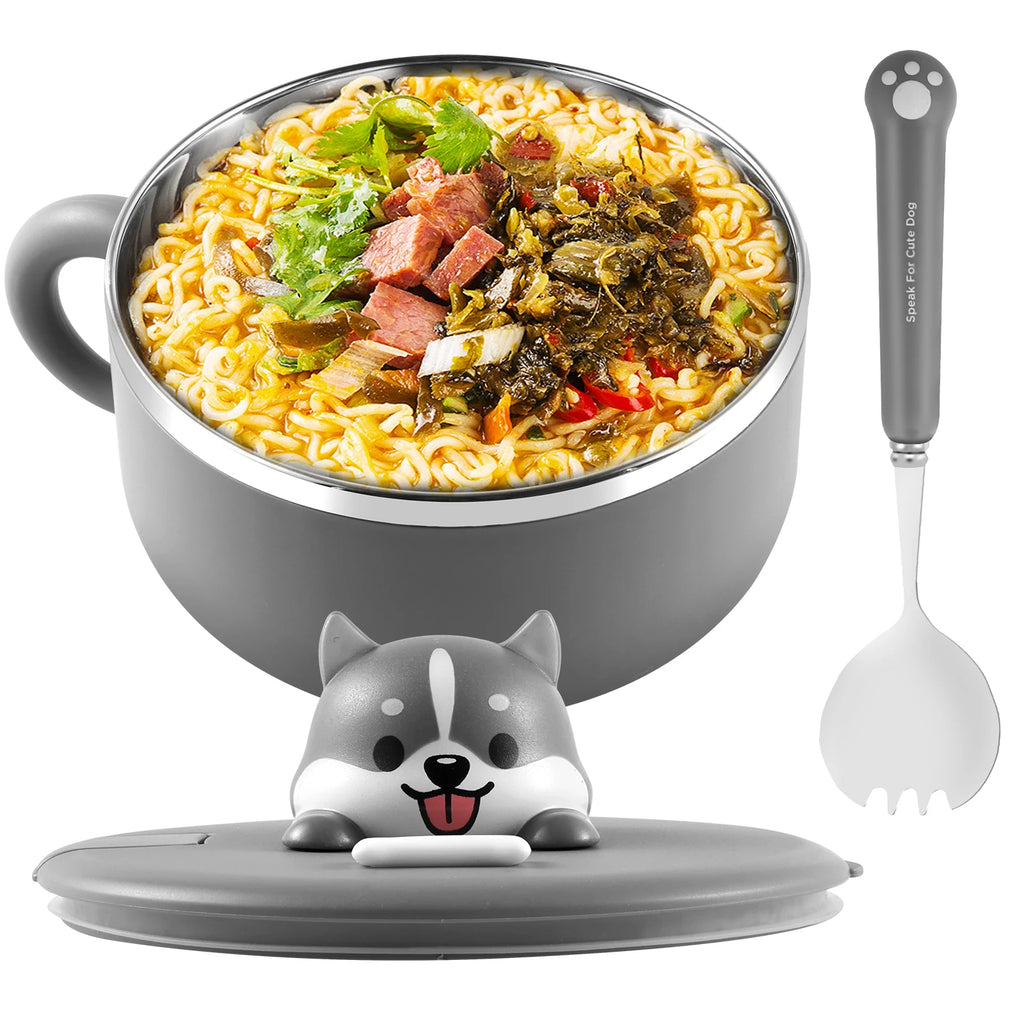 1200ml Stainless Steel Ramen Bowl with Lid, Spoon & Fork Insulated Ramen Bowl Nixie