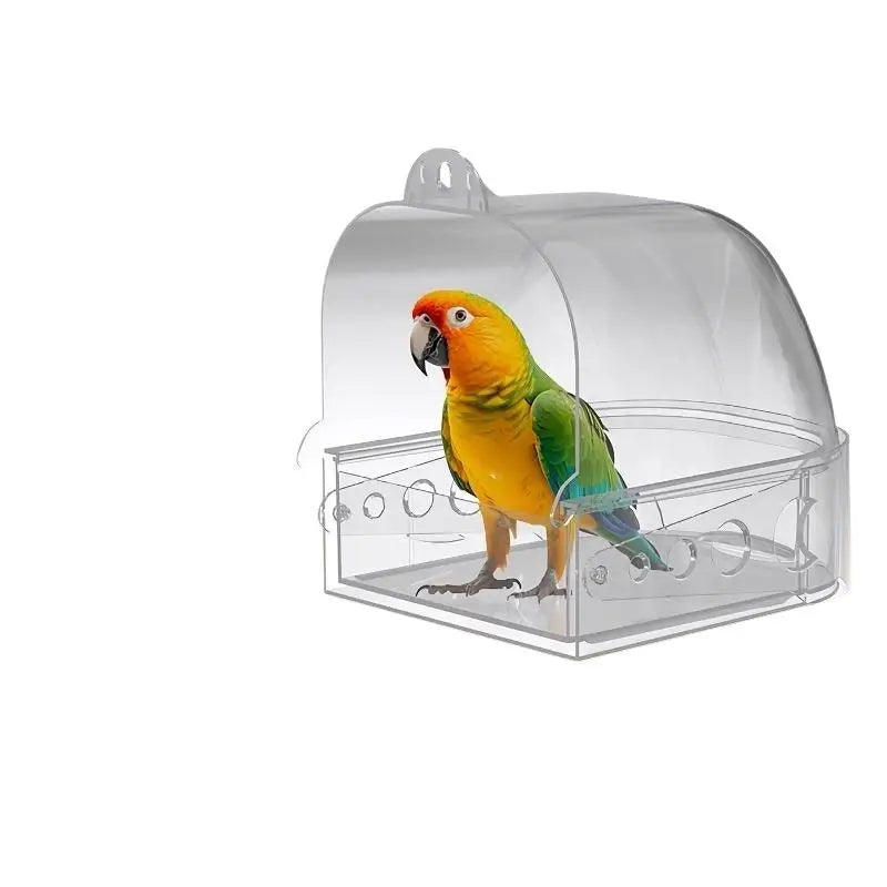 Transparent Bird Bath Box with Removable Drawer | Pet Birds