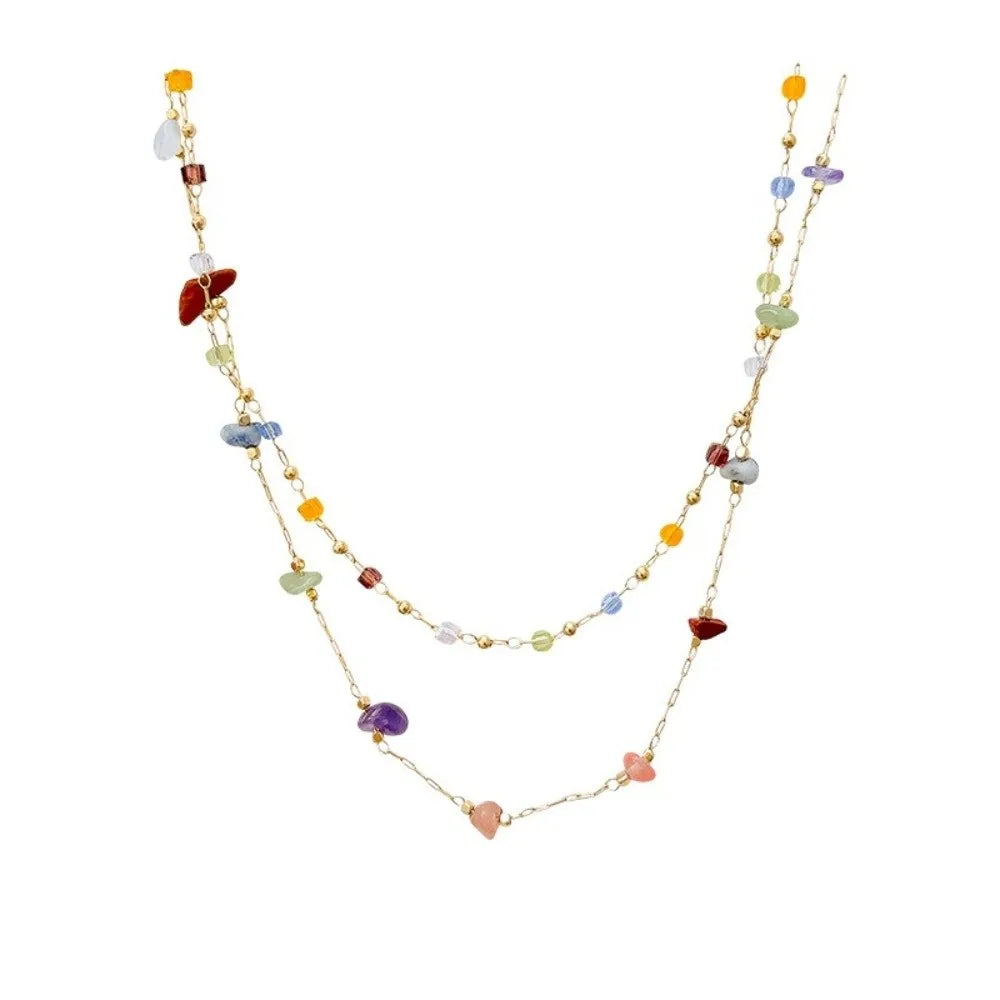 Crystal Bead Clavicle Chain Necklace – Colorful Stone Pendant Pendant Necklace Nixie