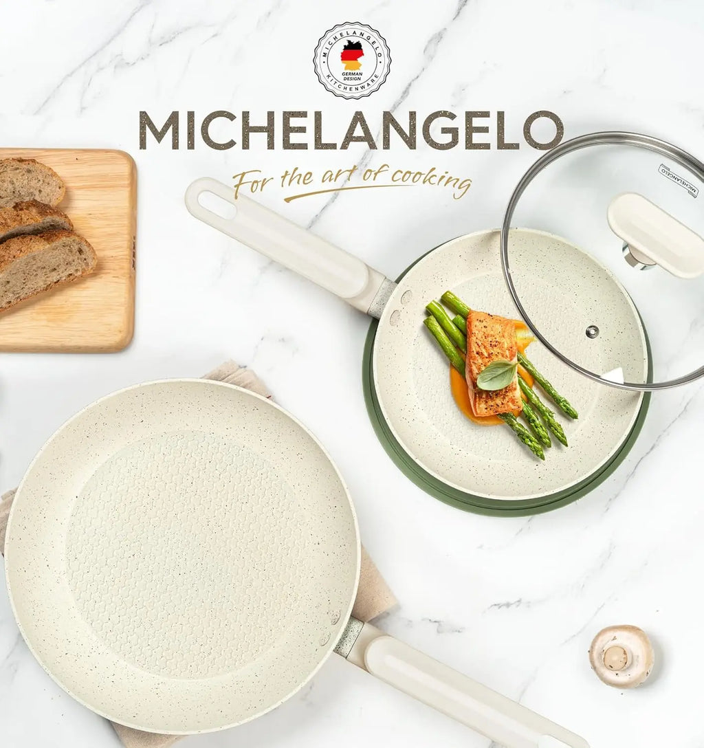 MICHELANGELO 30cm Granite Non-Stick Frying Pan with Lid Non-Stick Frying Pan Nixie