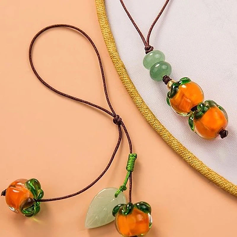 Kawaii Persimmon Crystal Phone Charm Strap Pendant – Keys & Bags Phone Charm Pendant Nixie