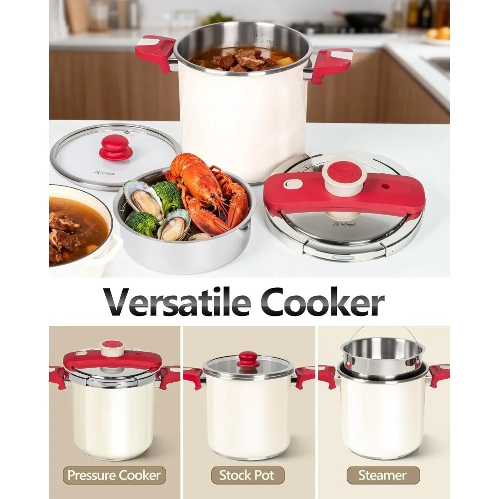 MICHELANGELO Stainless Steel Pressure Cooker 6L 8L – Induction Ready Pressure Cooker Nixie