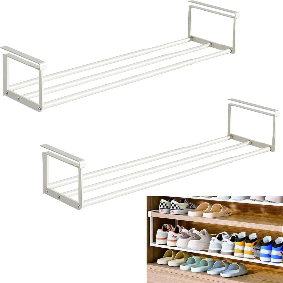 Adjustable Under Shelf Shoe Rack – Hanging Cabinet Organizer