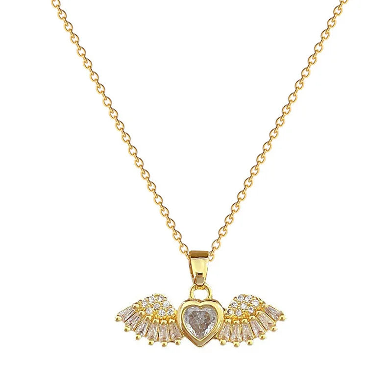 Angel Wings Gold Pendant Necklace – Stainless Steel Chain Pendant Necklace Nixie