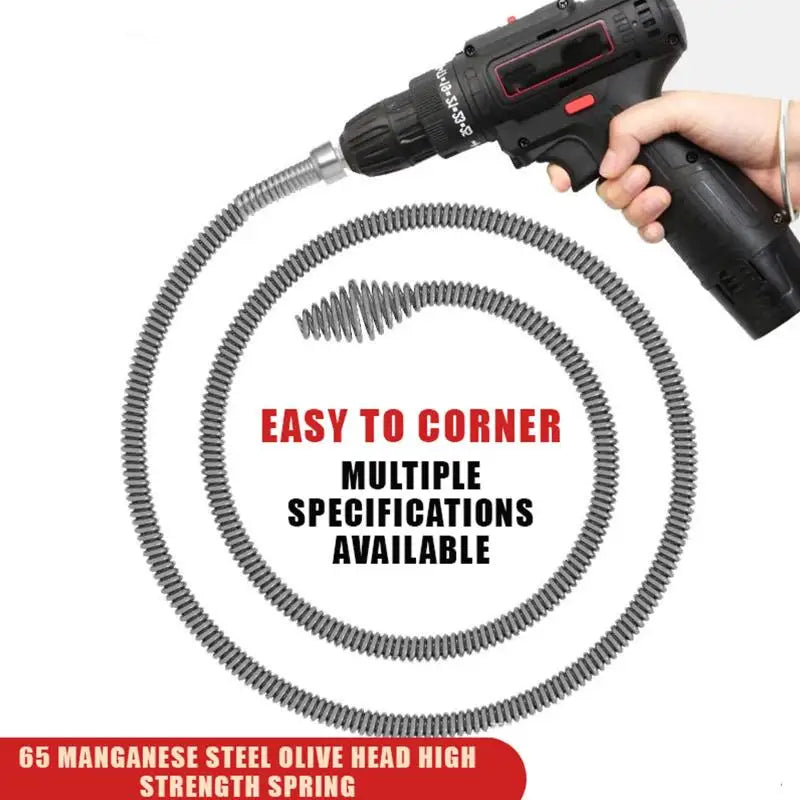 Drain Cleaning Snake Stick – Steel Sewer Clog Remover Tool
