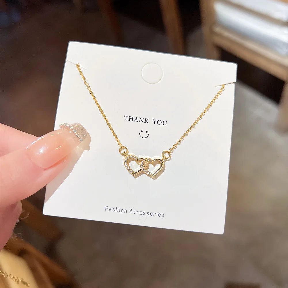 Women's Gold Heart Pendant Necklace | Cubic Zirconia Pendant Necklace Nixie