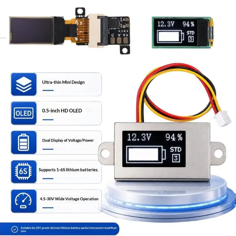 OLED Digital Voltmeter Battery Tester 1-6S DC 0-30V Digital Voltmeter Tester Nixie
