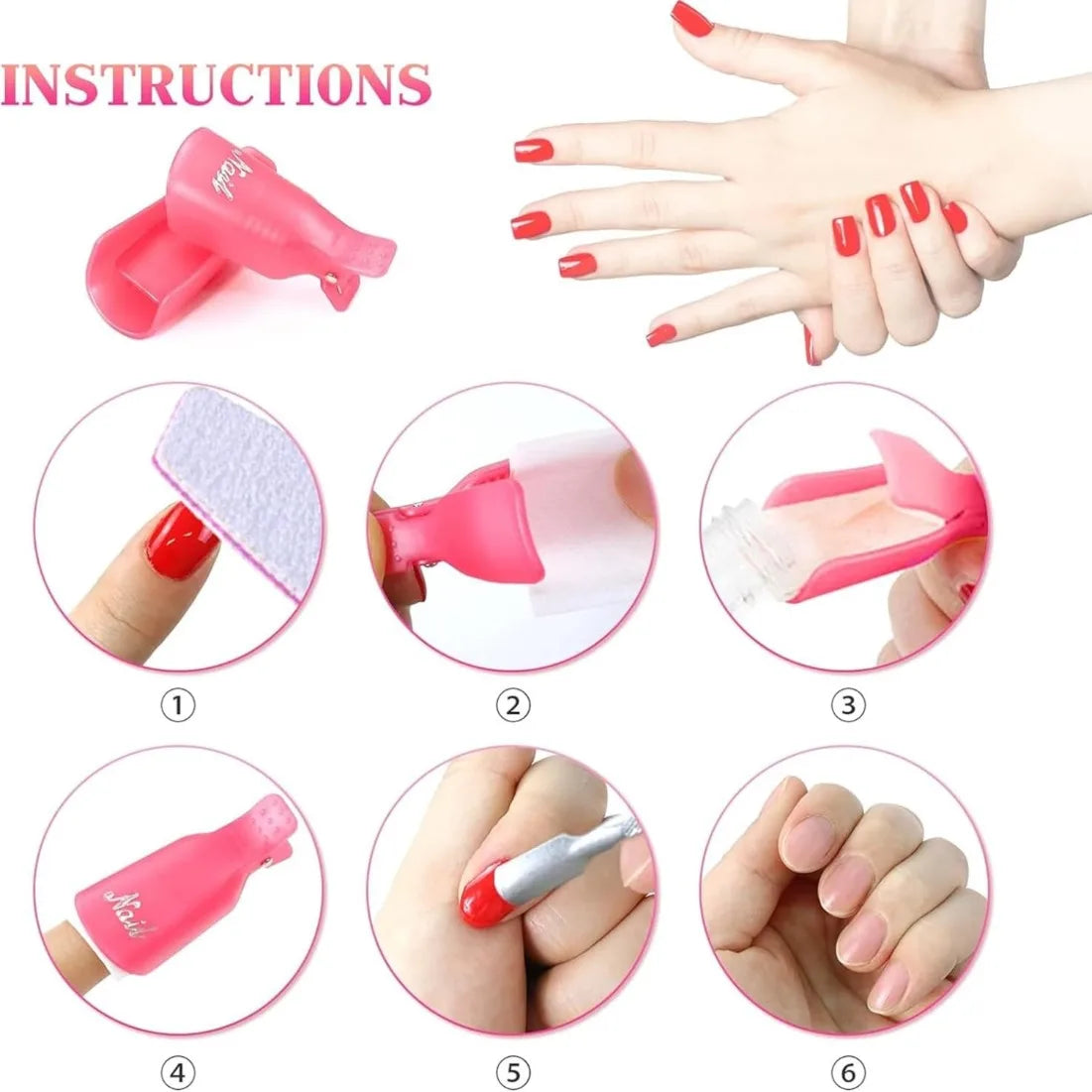 10 Pcs Silicone Nail Soak Off Caps – Reusable Gel Remover Clips Nail Soak Off Caps Nixie