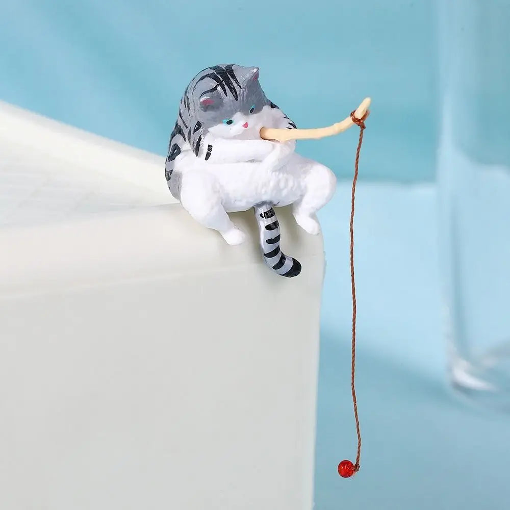 Miniature Fishing Cat Aquarium Ornament – Cartoon Fish Tank Decor Aquarium Ornament Nixie