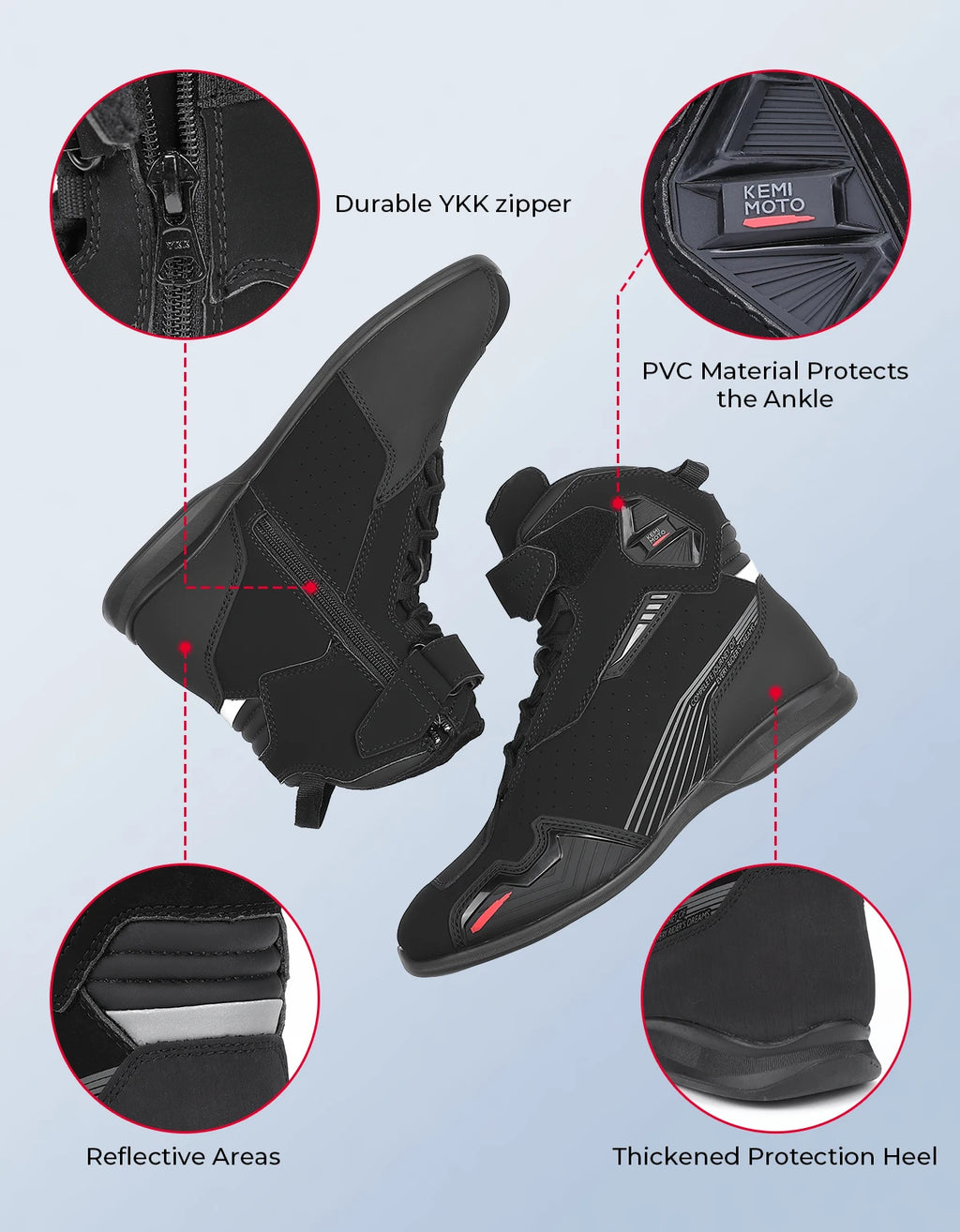 KEMIMOTO Men's Motorcycle Ankle Boots – CE Certified, Suede Motorcycle Ankle Boots Nixie