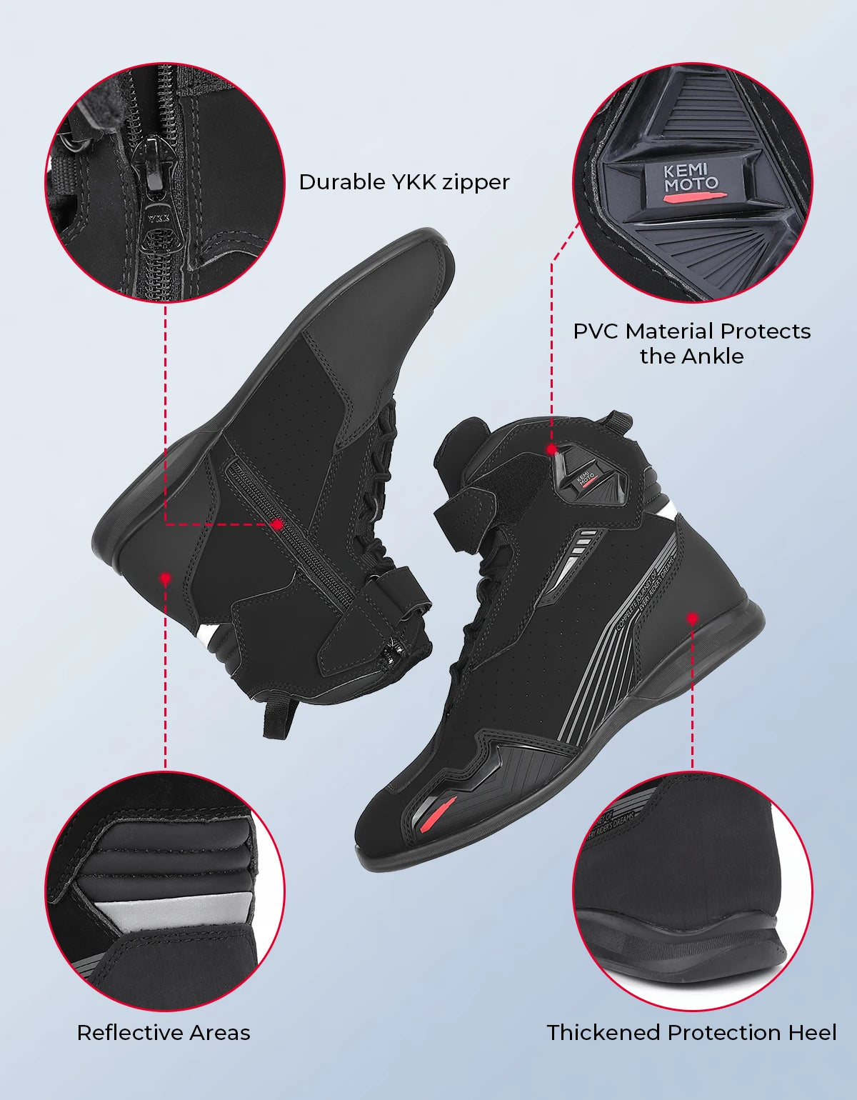 KEMIMOTO Men's Motorcycle Ankle Boots – CE Certified, Suede Motorcycle Ankle Boots Nixie