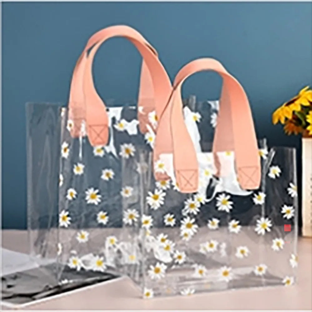 PVC Clear Tote Bag – Daisy Transparent Waterproof Handbag Clear PVC Tote Bag Nixie