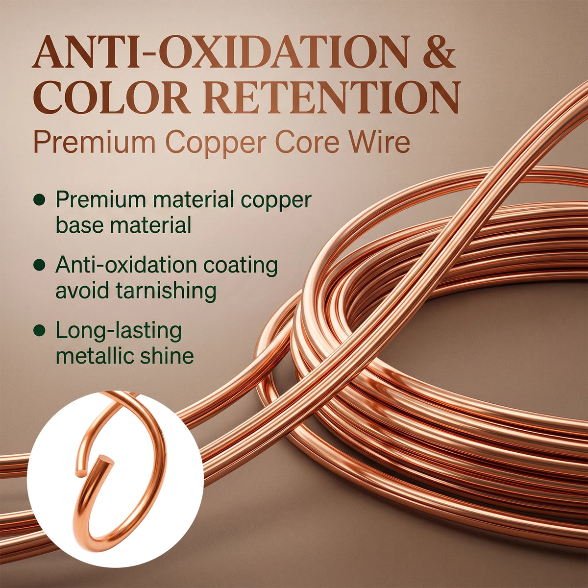 Copper Wire Kit for Jewelry Making – 7 Gauges, Anti-Tarnish Jewelry Craft Wire Nixie